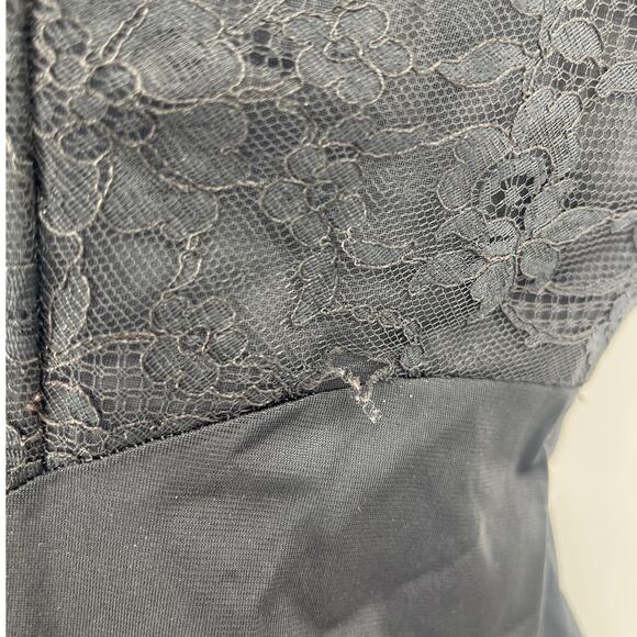 Vintage 90s Vanity Fair Basque Waist Slip Dress Sz S Y2K Black Lace Whimsigoth - Picture 10 of 12